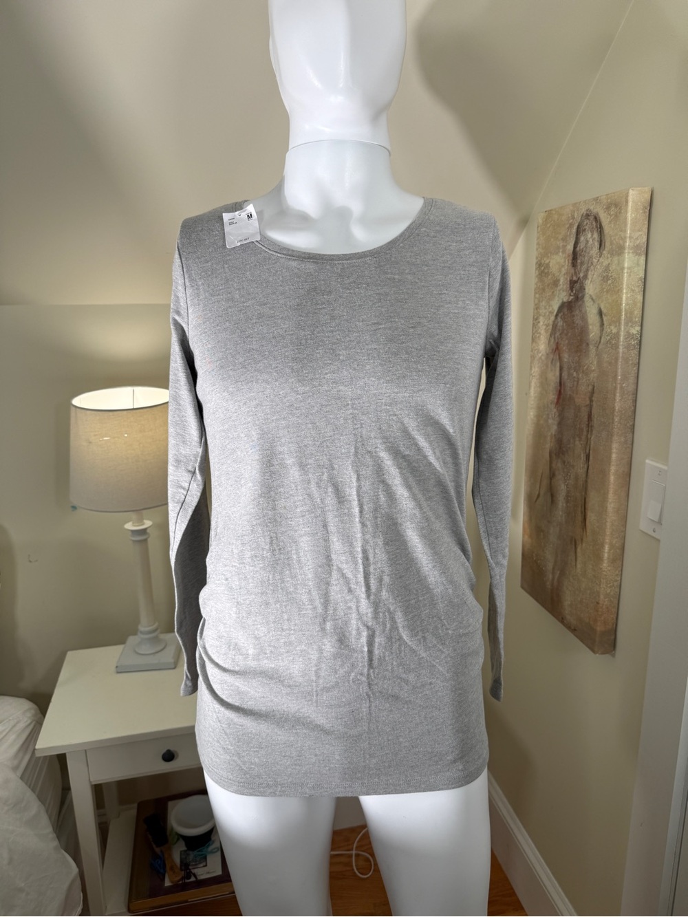 BumpStart Maternity Gray Ruched Long Sleeve Top M